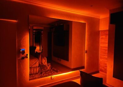 A room with red light